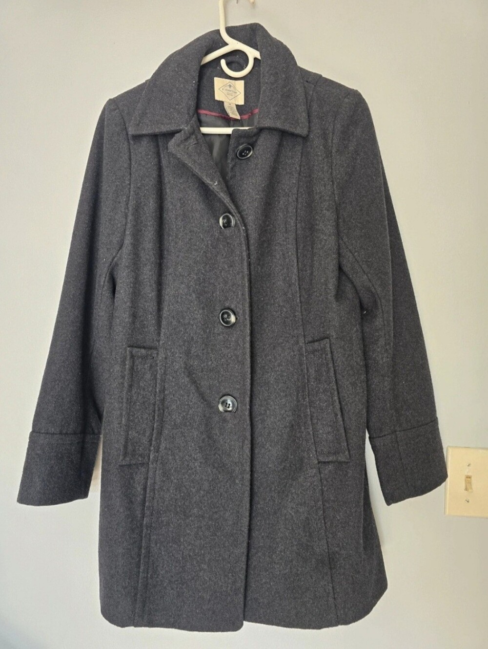 St. John's Bay Charcoal Gray Wool Blend Pea Coat Size Medium